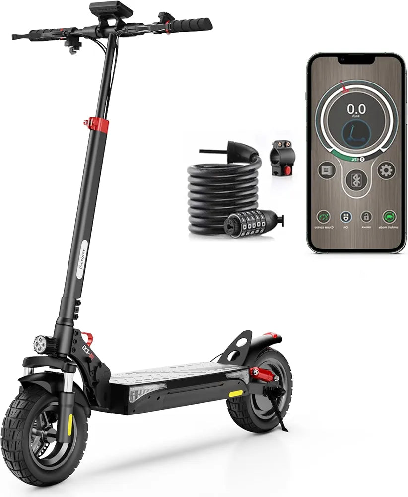 iScooter iX3 Electric Scooters Adult, 10" Pneumatic Off-road Fast Electric Scooter with Lock, APP Control, 40KM Range, 3 Speed Modes, 4 Shock Absorbers, Fast Charging, Foldable E Scooter
