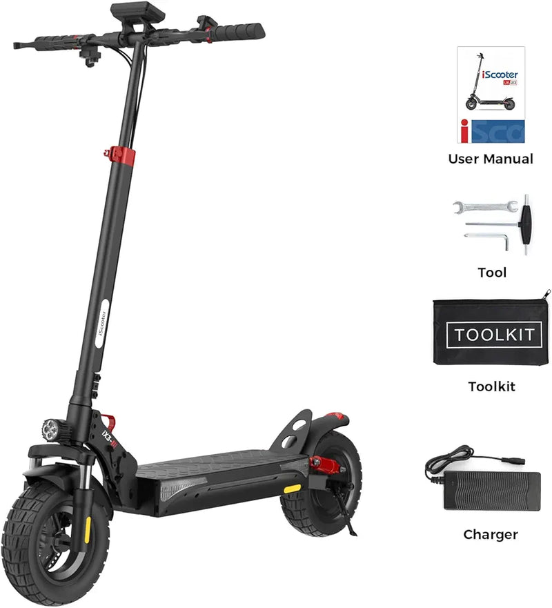iScooter iX3 Electric Scooters Adult, 10" Pneumatic Off-road Fast Electric Scooter with Lock, APP Control, 40KM Range, 3 Speed Modes, 4 Shock Absorbers, Fast Charging, Foldable E Scooter